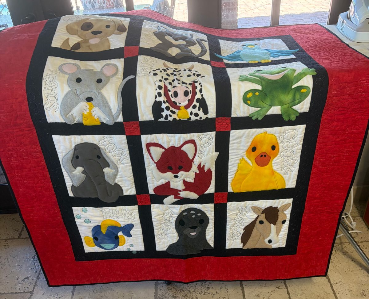 Animal Quilt — handmade flannel quilt with animal squares
